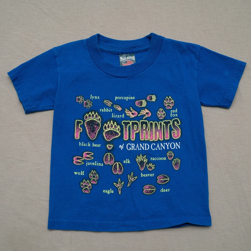 Vintage Footprints of Grand Canyon Souvenir T Shirt Prarie Mountain USA Made